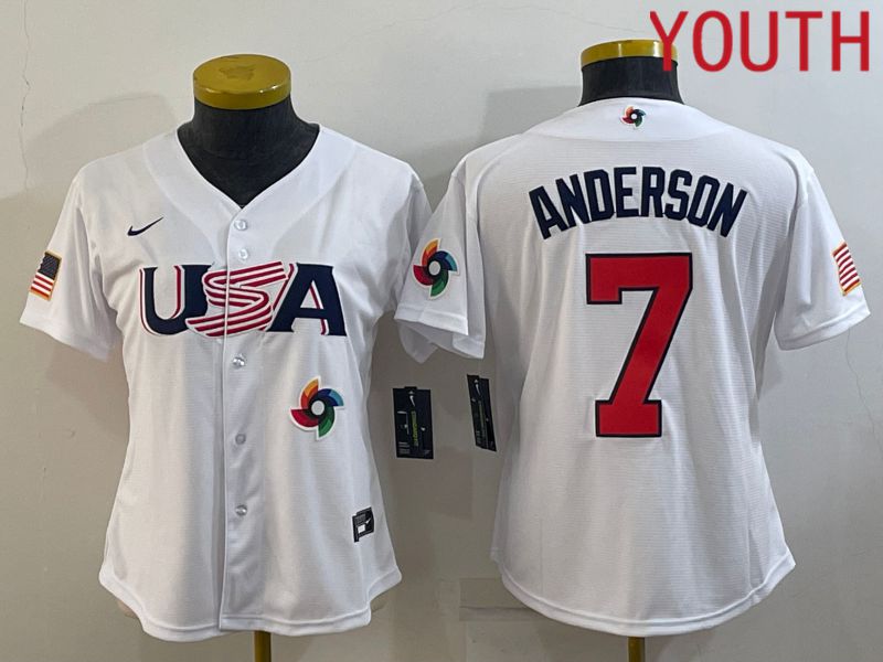Youth 2023 World Cub USA #7 Anderson White MLB Jersey9